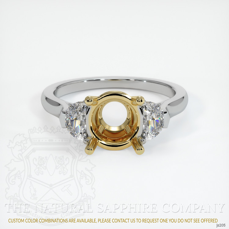 14K Yellow & White Three Stone Ring Setting