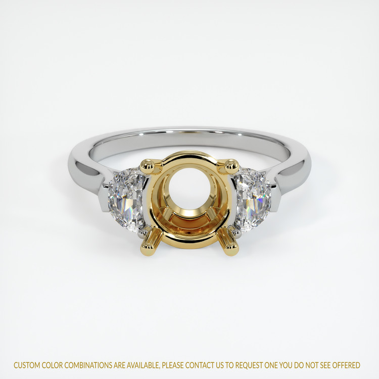 14K Yellow & White Three Stone Ring Setting