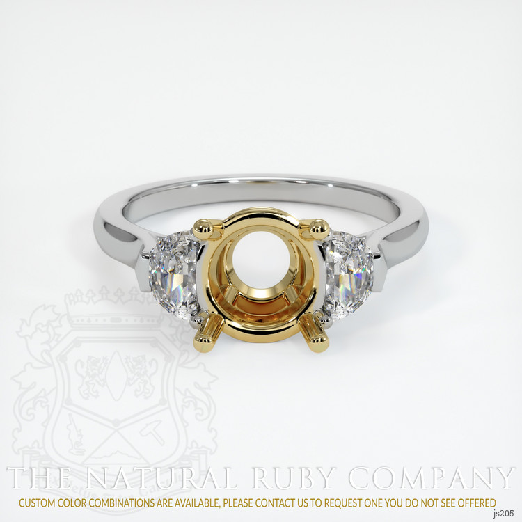 14K Yellow & White Three Stone Ring Setting