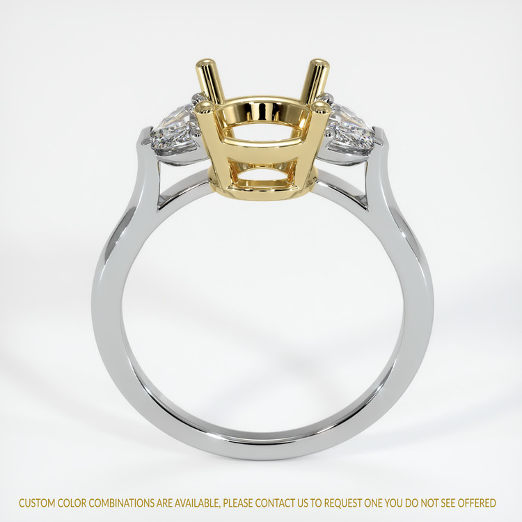 14K Yellow & White Three Stone Ring Setting