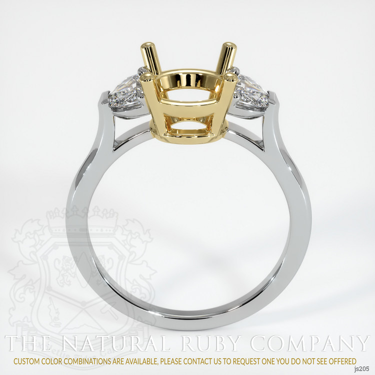 14K Yellow & White Three Stone Ring Setting