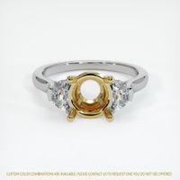 18K Yellow & White Three Stone Ring Setting Image