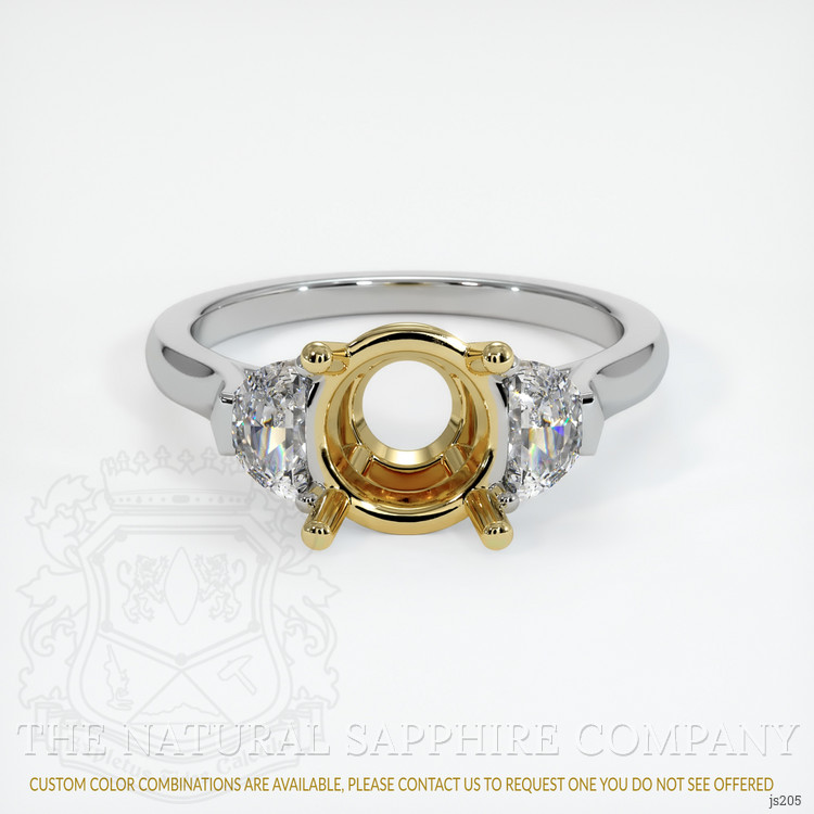 18K Yellow & White Three Stone Ring Setting