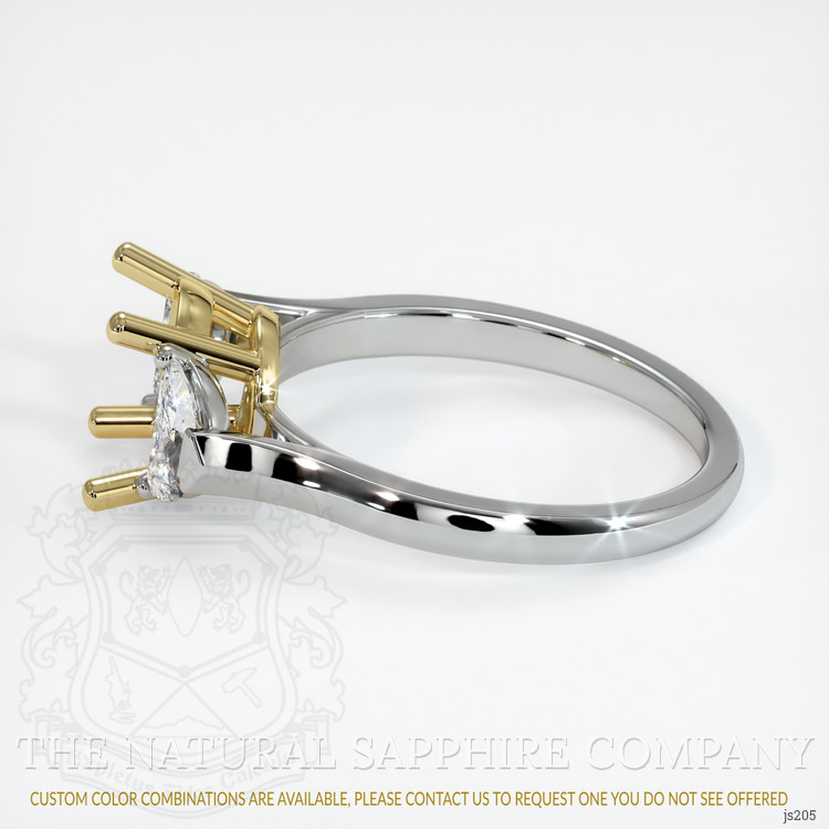 18K Yellow & White Three Stone Ring Setting