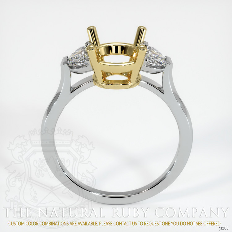 18K Yellow & White Three Stone Ring Setting