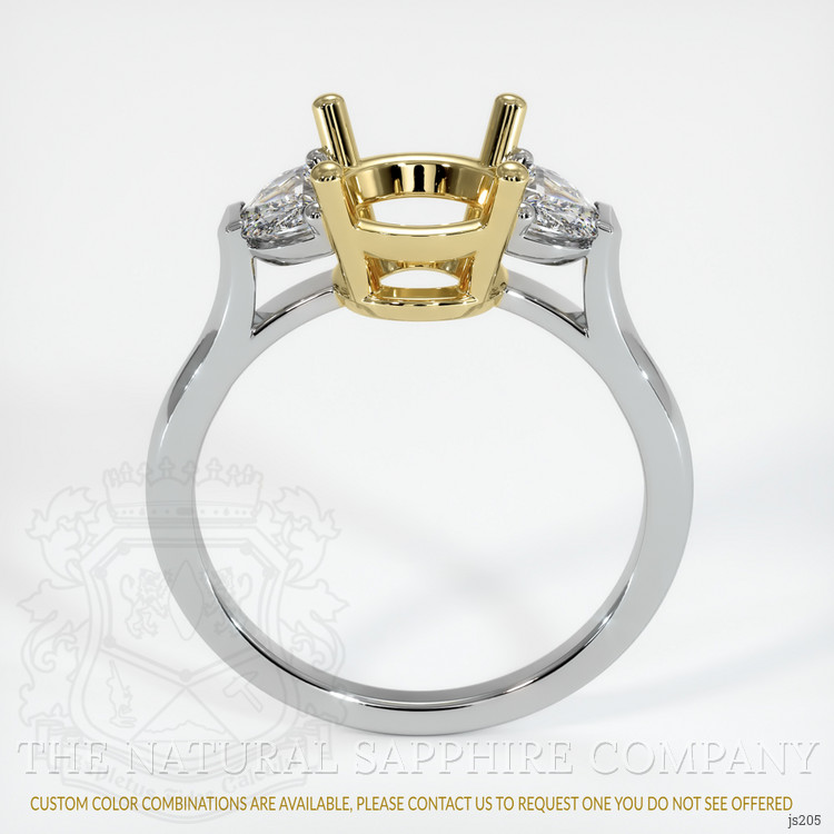 18K Yellow & White Three Stone Ring Setting