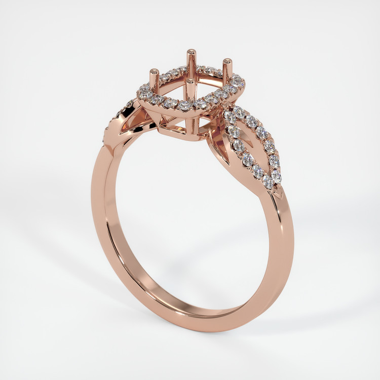 14K Rose Gold Pave Ring Setting