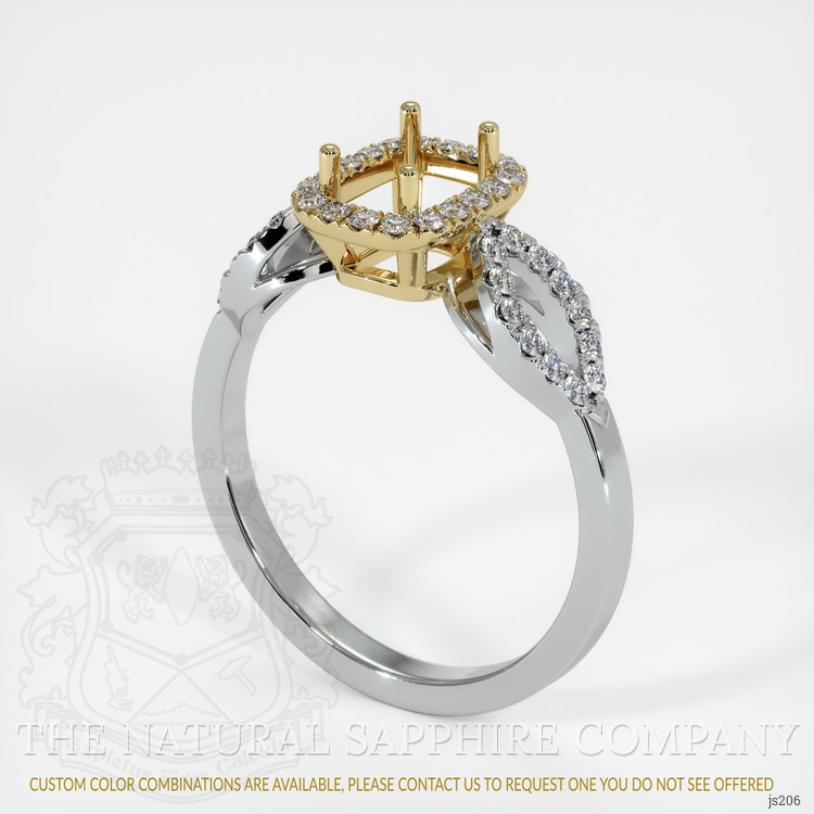 14K Yellow & White Pave Ring Setting