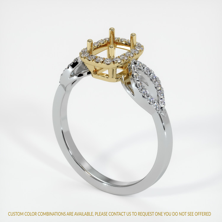 14K Yellow & White Pave Ring Setting