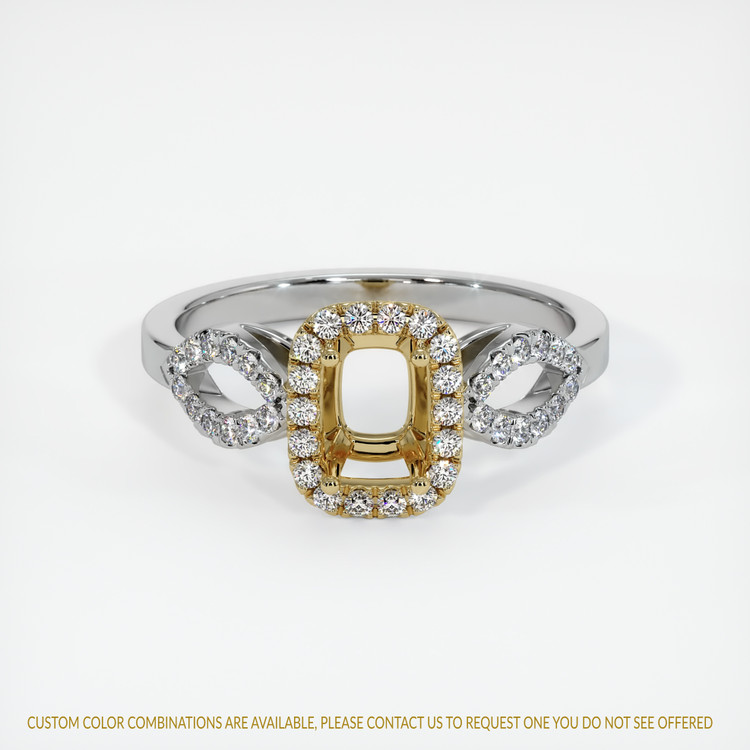14K Yellow & White Pave Ring Setting