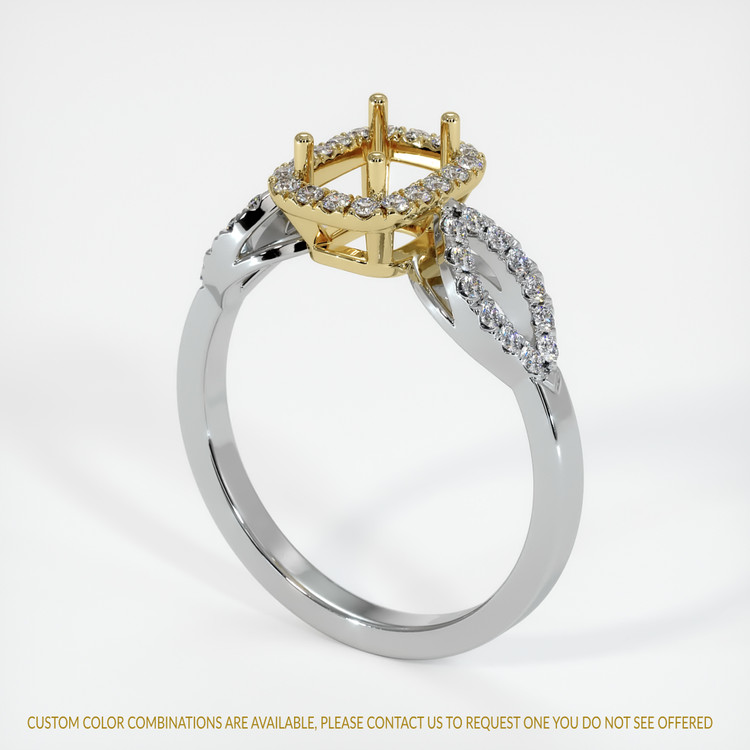 18K Yellow & White Pave Ring Setting