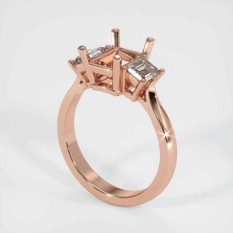 14K Rose Gold Three Stone Ring Setting