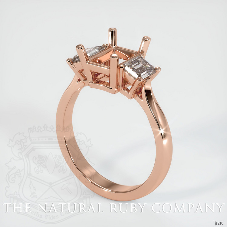 14K Rose Gold Three Stone Ring Setting