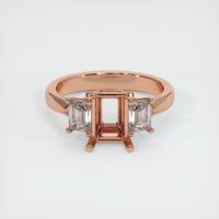14K Rose Gold Three Stone Ring Setting Image