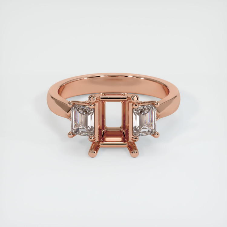 14K Rose Gold Three Stone Ring Setting