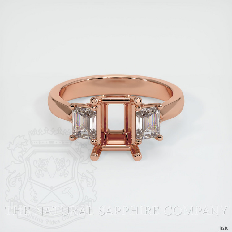 14K Rose Gold Three Stone Ring Setting