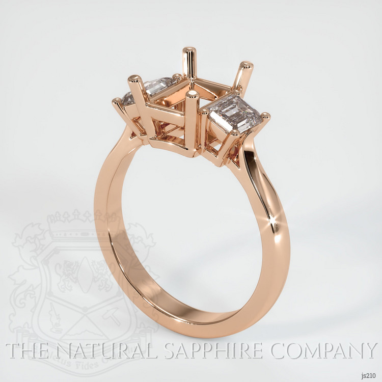 18K Rose Gold Three Stone Ring Setting
