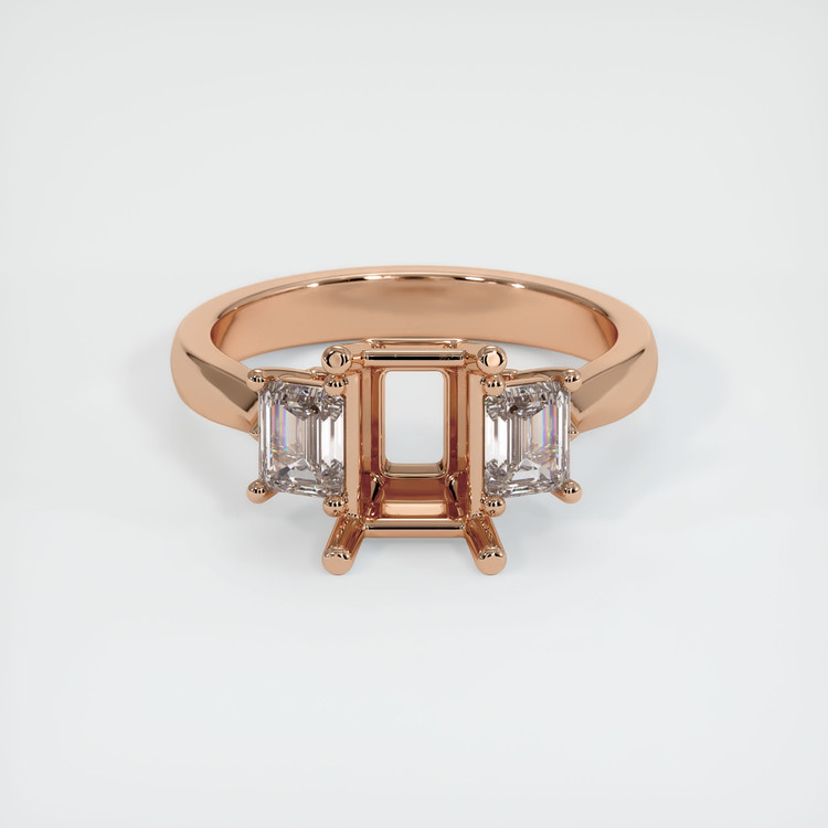 18K Rose Gold Three Stone Ring Setting