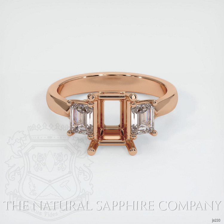 18K Rose Gold Three Stone Ring Setting