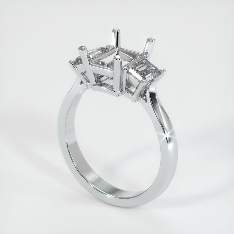 10K White Gold Three Stone Ring Setting