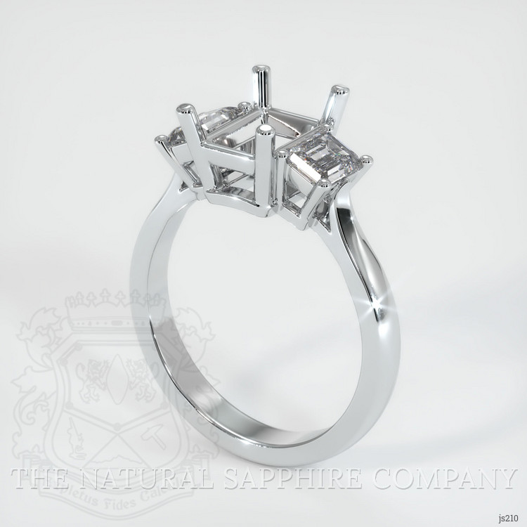 14K White Gold Three Stone Ring Setting