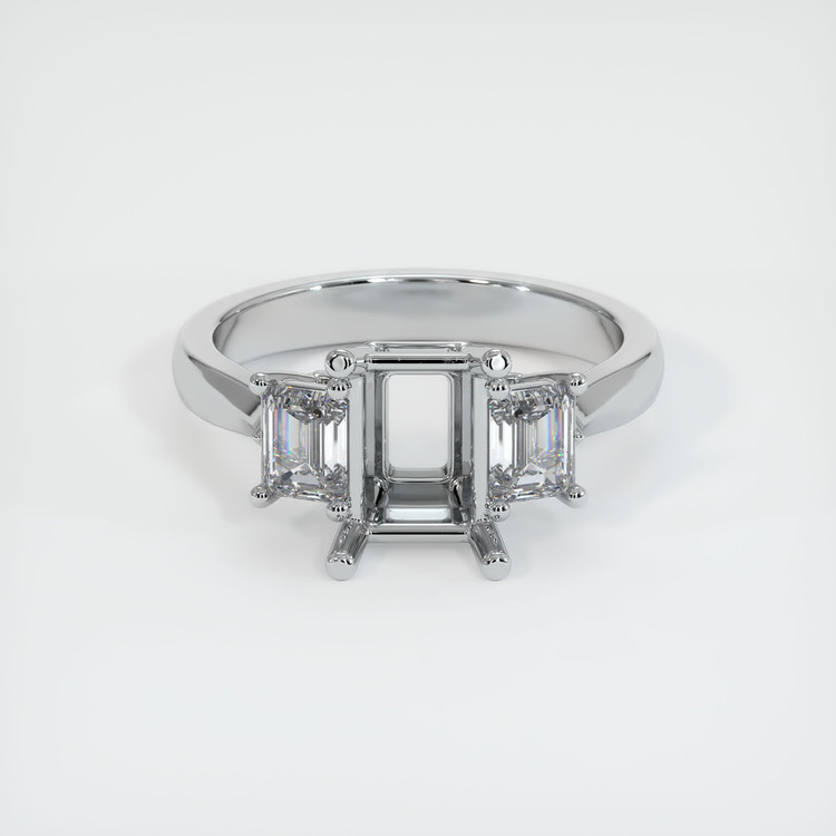 14K White Gold Three Stone Ring Setting