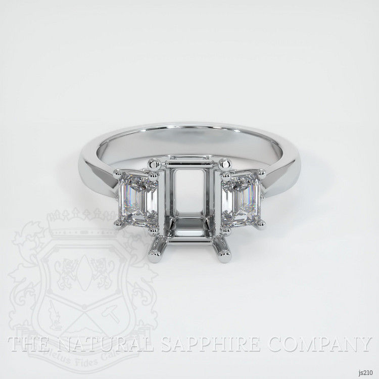 14K White Gold Three Stone Ring Setting