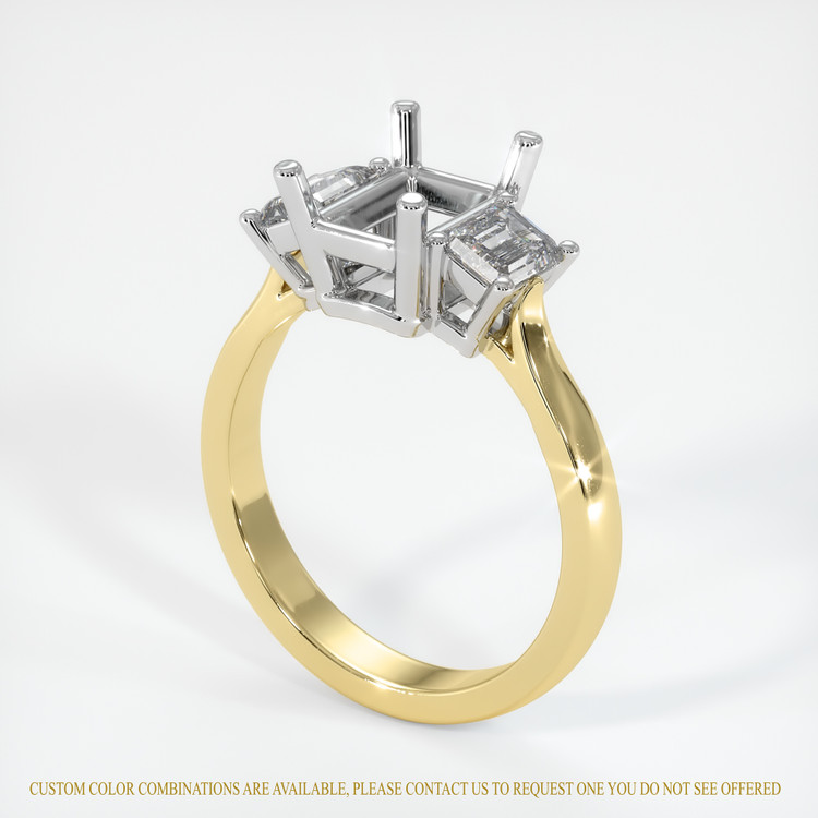 14K White & Yellow Three Stone Ring Setting