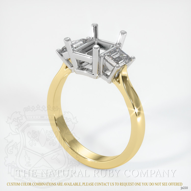 14K White & Yellow Three Stone Ring Setting