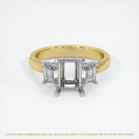 14K White & Yellow Three Stone Ring Setting Image