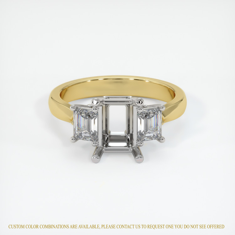 14K White & Yellow Three Stone Ring Setting