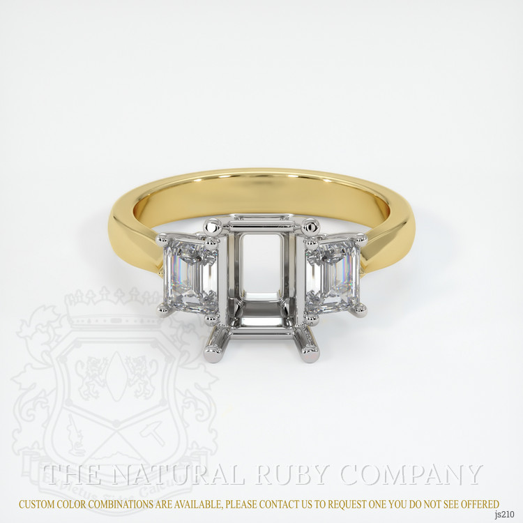 14K White & Yellow Three Stone Ring Setting