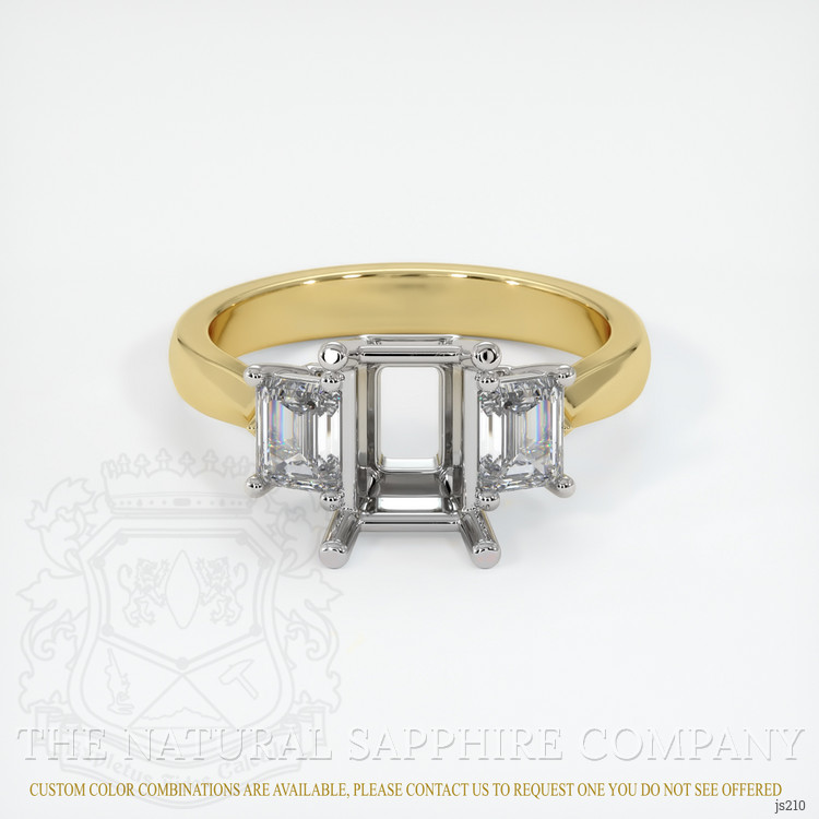 14K White & Yellow Three Stone Ring Setting
