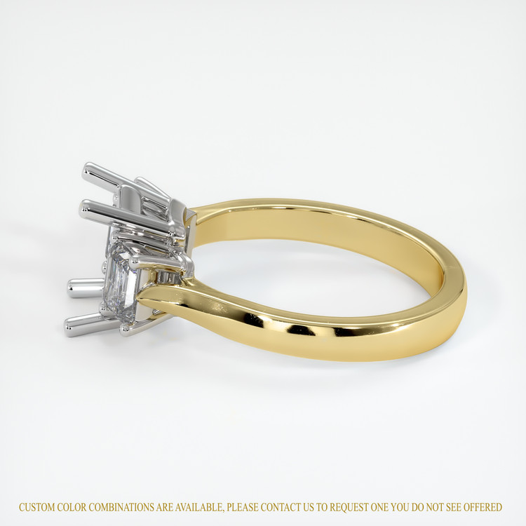 14K White & Yellow Three Stone Ring Setting