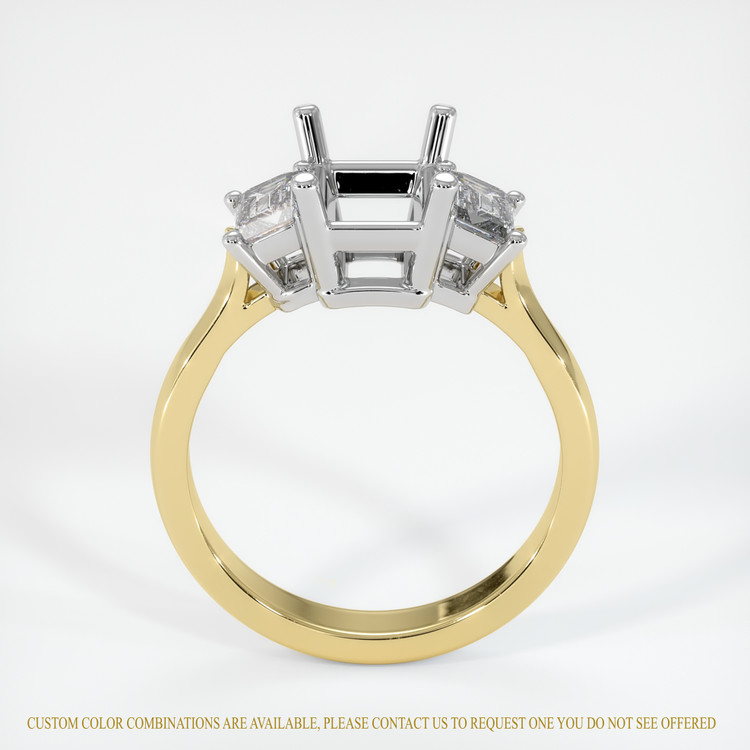 14K White & Yellow Three Stone Ring Setting
