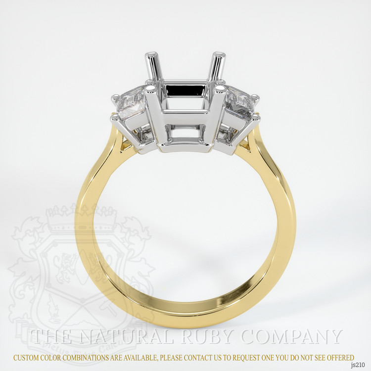 14K White & Yellow Three Stone Ring Setting