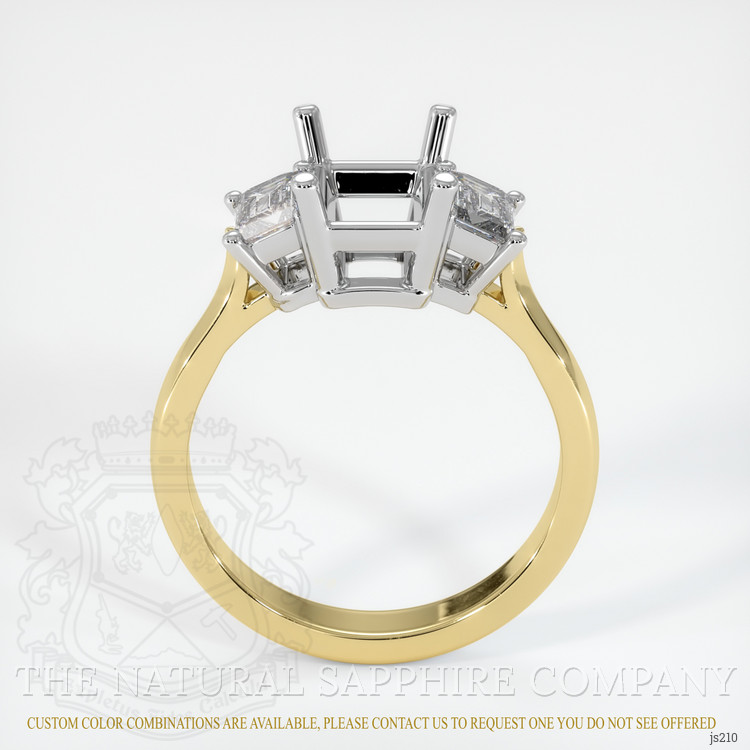 14K White & Yellow Three Stone Ring Setting
