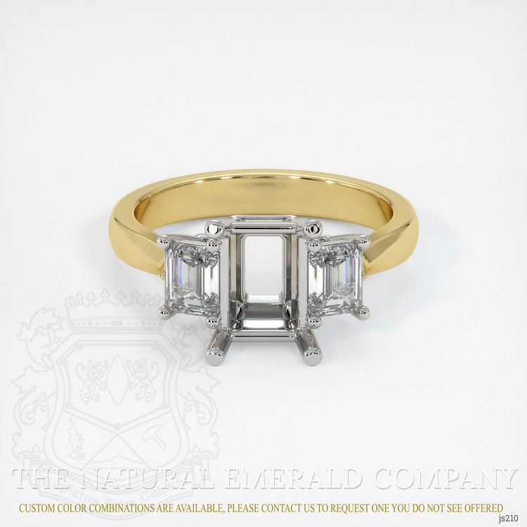 18K White & Yellow Three Stone Ring Setting