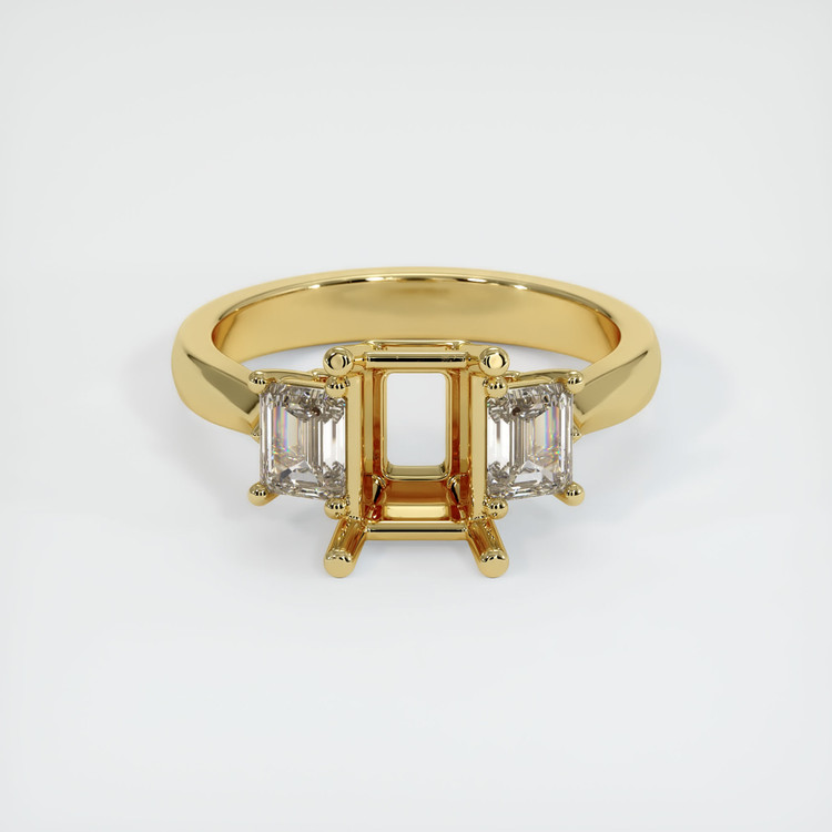 18K Yellow Gold Three Stone Ring Setting