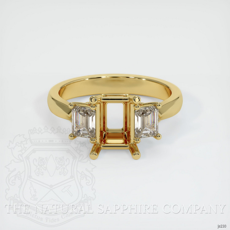 18K Yellow Gold Three Stone Ring Setting
