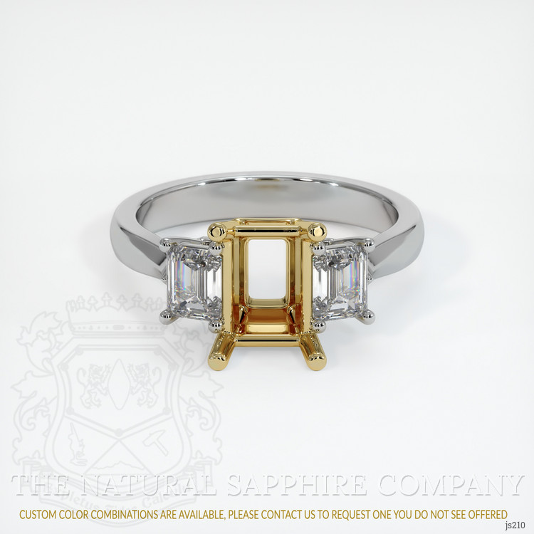 14K Yellow & White Three Stone Ring Setting