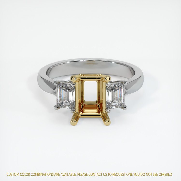 14K Yellow & White Three Stone Ring Setting