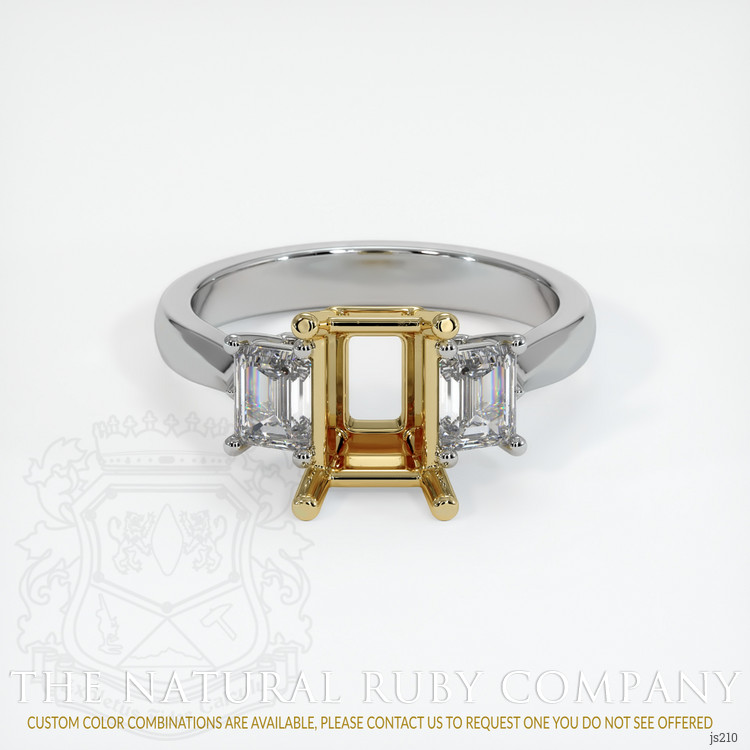 14K Yellow & White Three Stone Ring Setting
