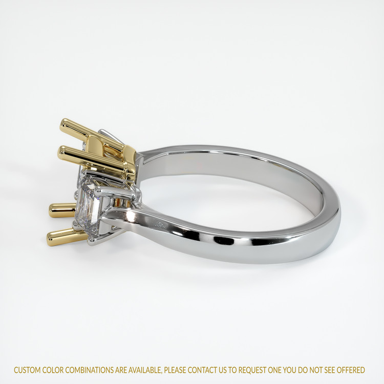14K Yellow & White Three Stone Ring Setting