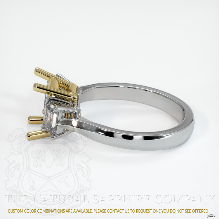 14K Yellow & White Three Stone Ring Setting