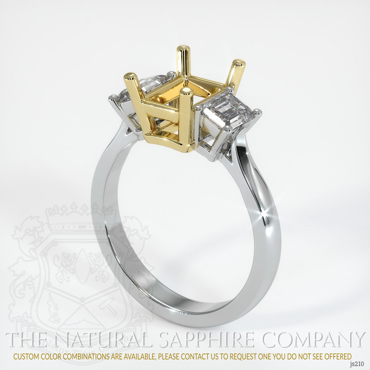 18K Yellow & White Three Stone Ring Setting