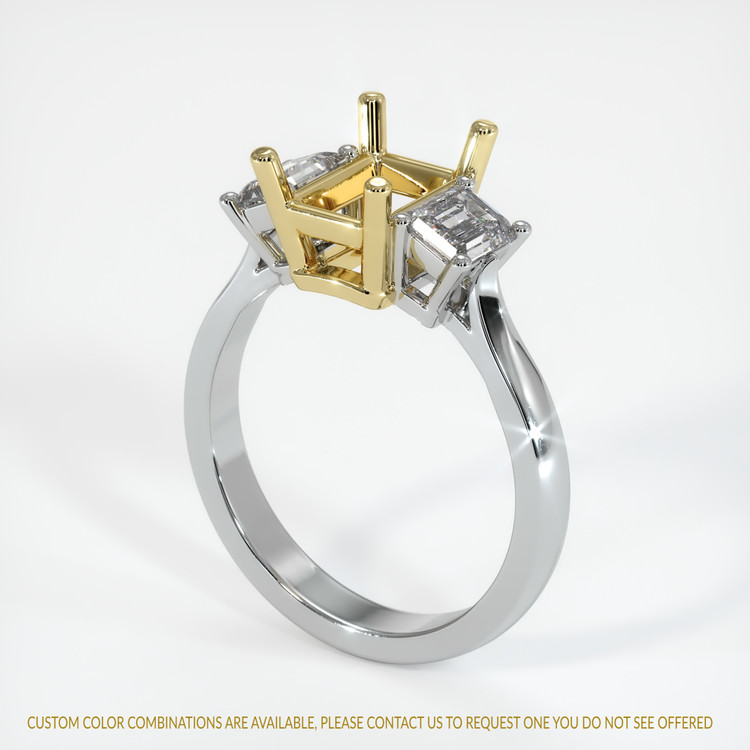 18K Yellow & White Three Stone Ring Setting