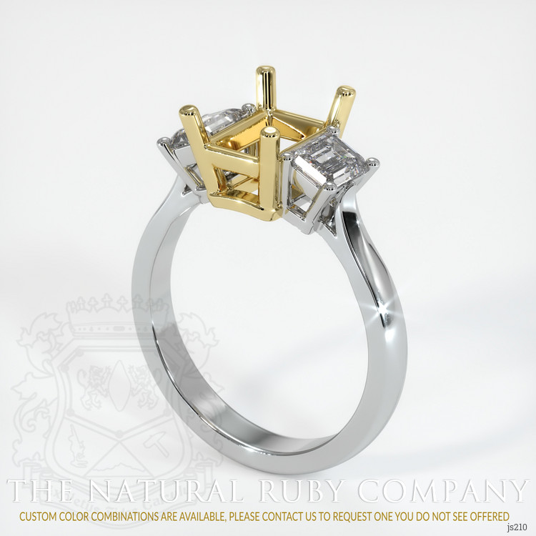 18K Yellow & White Three Stone Ring Setting