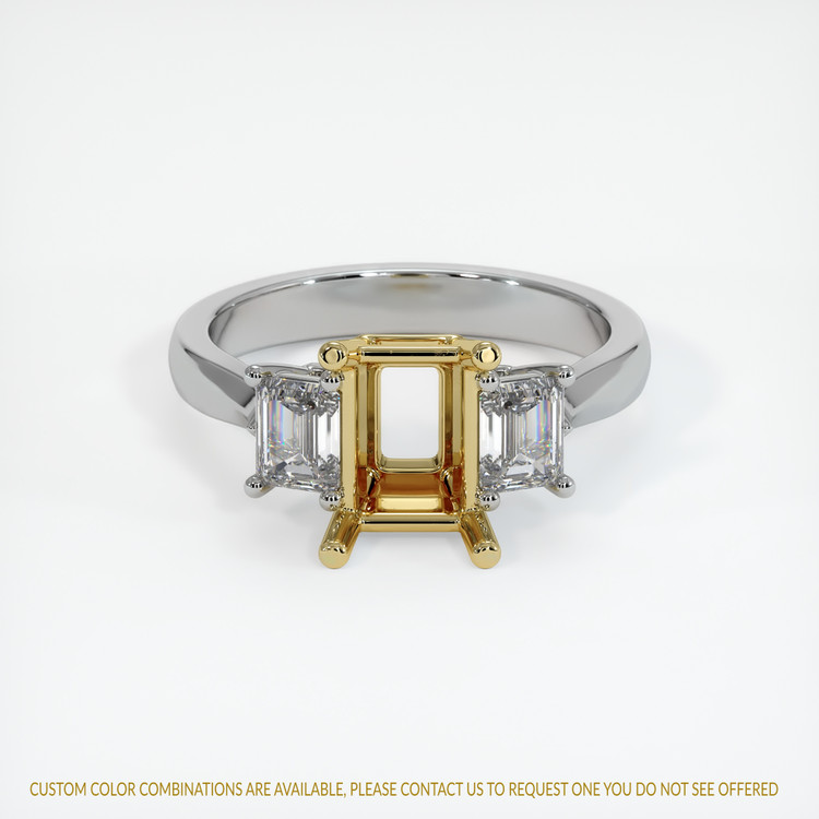 18K Yellow & White Three Stone Ring Setting
