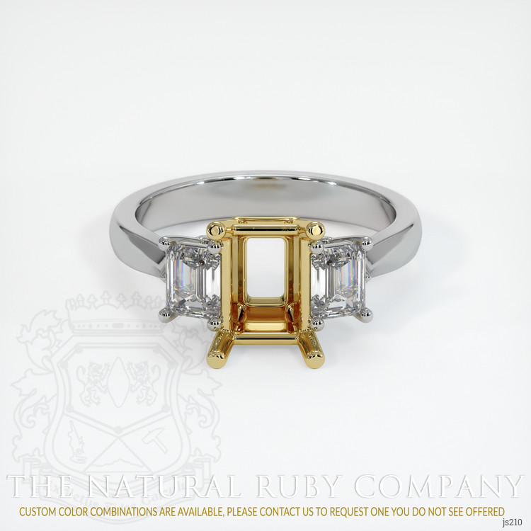 18K Yellow & White Three Stone Ring Setting
